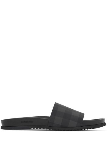 Burberry checked pool slides - Grey