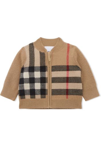 Burberry Kids check-pattern knitted jacket - Neutrals