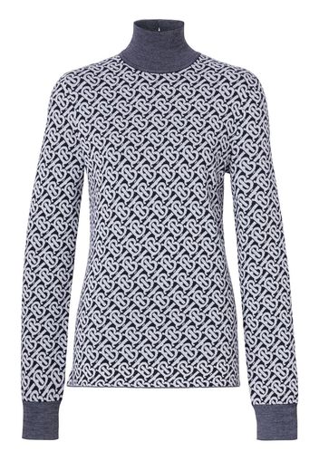 Burberry monogram-pattern long-sleeve jumper - Blue