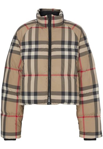 Burberry Vintage Check cropped puffer jacket - Brown