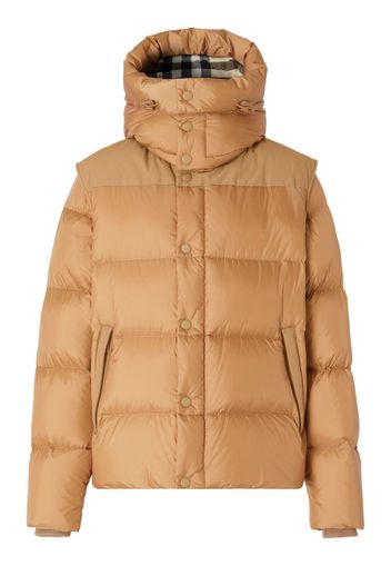 Burberry detachable-sleeves hooded puffer jacket - Brown