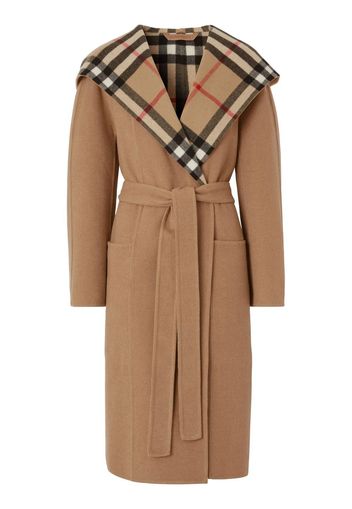 Burberry checked-detail wrap coat - Brown