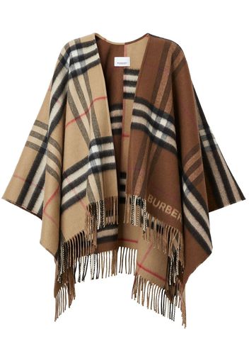 Burberry Contrast check fringed cape - Brown
