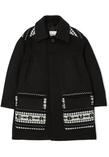 Burberry Kids Fair Isle intarsia-knit logo car coat - Black