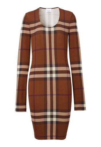 Burberry Exaggerated-Check jersey dress - Brown