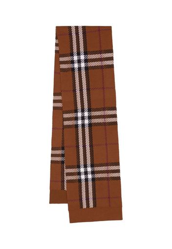 Burberry Check wool-blend knitted scarf - Brown