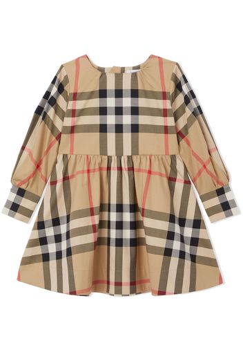 Burberry Kids long-sleeved checked dress - Neutrals