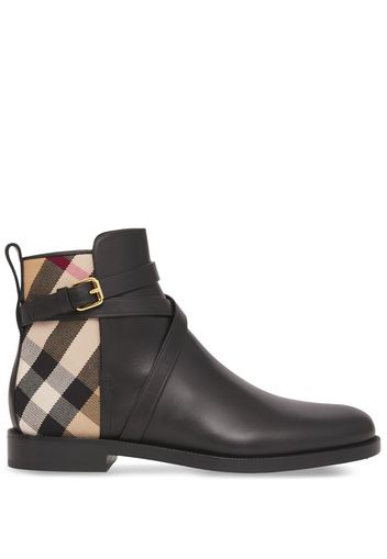 Burberry House Check leather ankle boots - Black