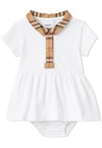 Burberry Kids check-trim piqué dress set - White