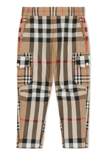 Burberry Kids Mixed Vintage Check cargo trousers - Neutrals