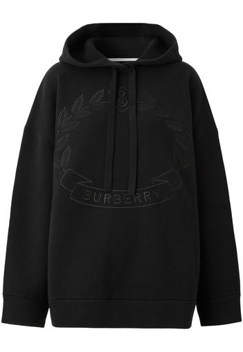 Burberry embroidered oak leaf crest oversized hoodie - Black