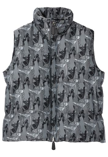 Burberry EKD Silk Blend Jacquard Puffer Gilet - Grey