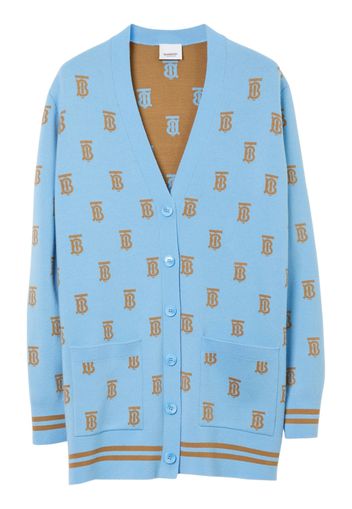 Burberry TB monogram-patterm knit cardigan - Blue