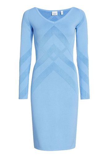 Burberry chevron-jacquard fitted dress - Blue