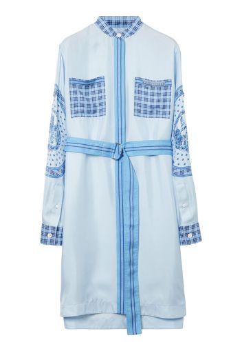 Burberry monument-print belted silk shirt dress - Blue