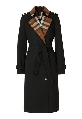 Burberry check-panel gabardine trench coat - Black
