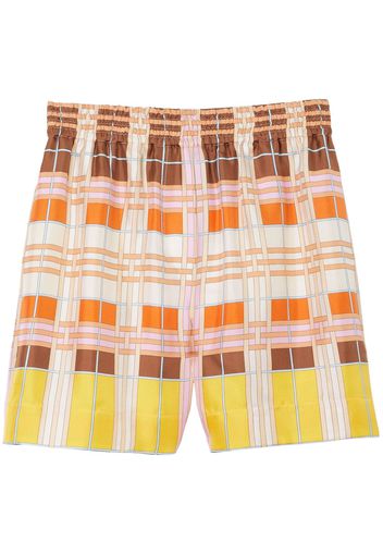 Burberry geometric-patterned silk shorts - Pink