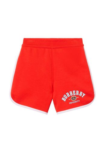 Burberry Kids college cotton shorts - Red
