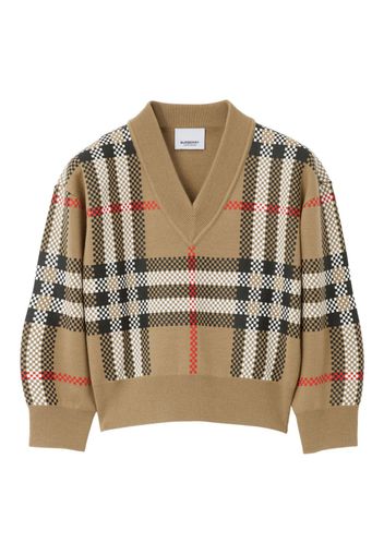 Burberry Kids Vintage Check V-neck jumper - Neutrals