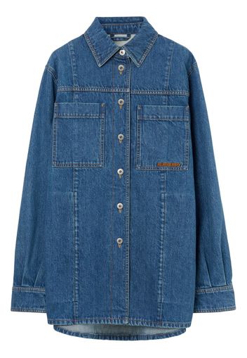 Burberry logo-embroidered denim overshirt - Blue