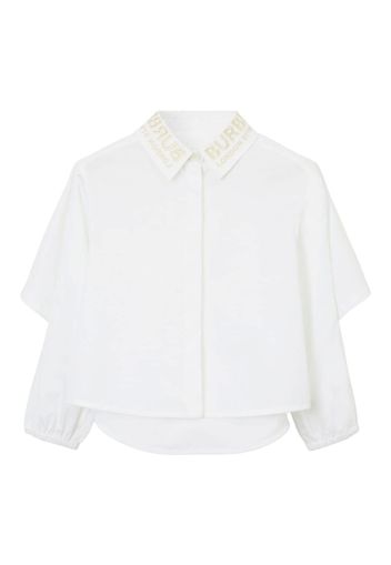 Burberry Kids Cape-detail cotton poplin shirt - WHITE