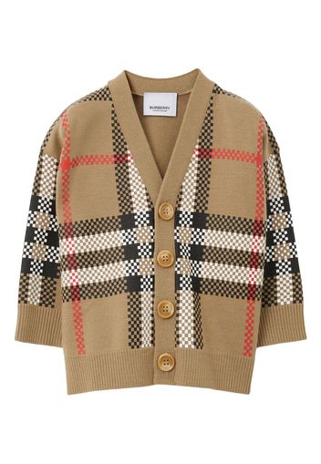 Burberry Kids checked V-neck cardigan - ARCHIVE BEIGE IP CHK