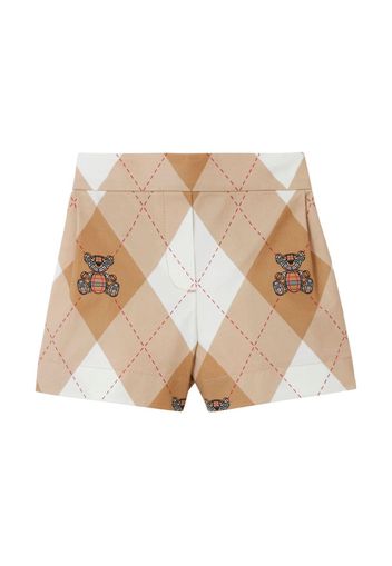 Burberry Kids Thomas Bear argyle-print cotton shorts - SOFT FAWN IP PAT