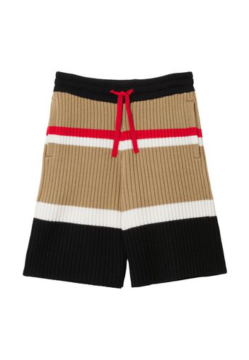 Burberry Kids Striped Wool Blend Shorts - Black