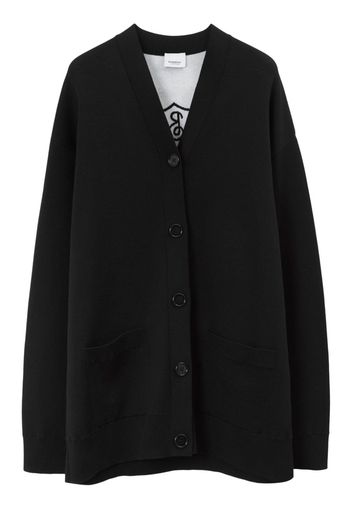 Burberry embroidered-logo V-neck cardigan - Black