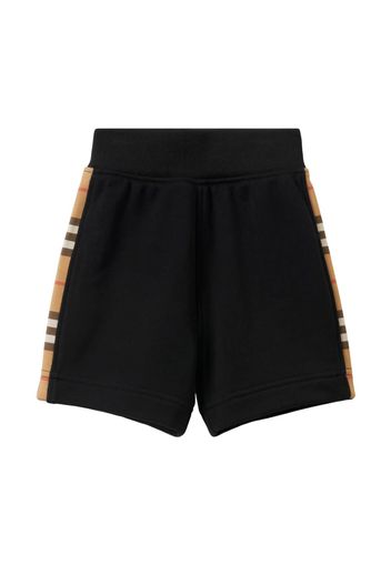 Burberry Kids check-panel cotton shorts - Black