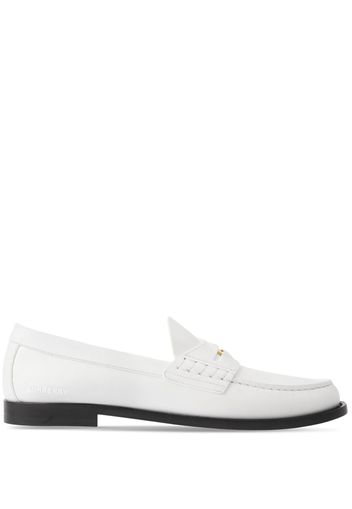 Burberry logo-detail leather penny loafers - White