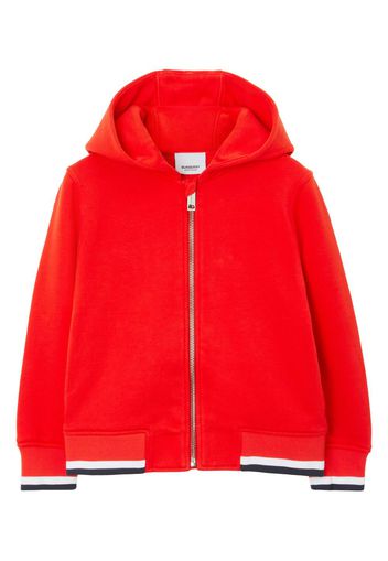 Burberry Kids College-print zipped cotton hoodie - Red