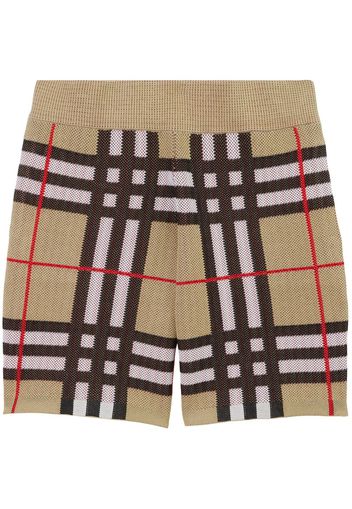 Burberry Check Technical Cotton Shorts - Neutrals