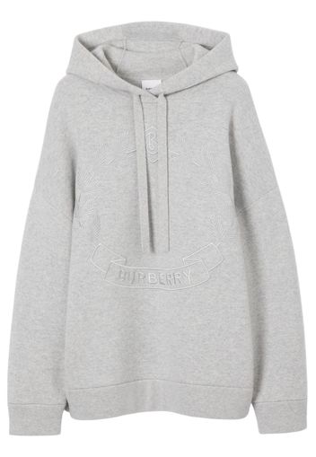 Burberry Oak Leaf Crest-embroidered drawstring hoodie - Grey
