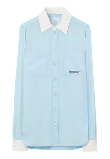 Burberry logo-print silk shirt - Blue