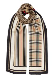 Burberry Monogram, Icon Stripe and Check Print Silk Scarf - Neutrals