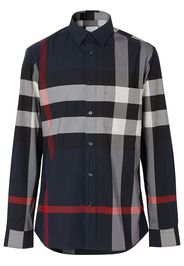 Burberry check stretch poplin shirt - Blue