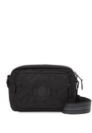 monogram-print logo-patch messenger bag