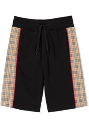 Burberry Kids check panel cotton shorts - Black