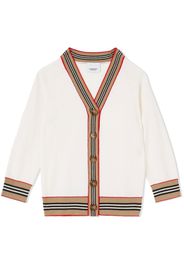 Burberry Kids Icon Stripe-trim wool cardigan - Neutrals