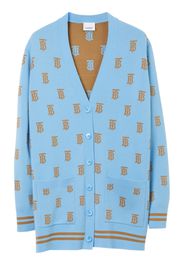 Burberry TB monogram-patterm knit cardigan - Blue