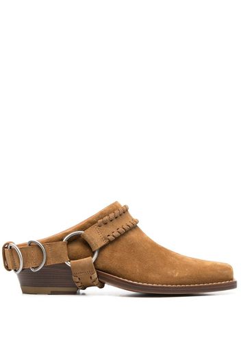 Buttero square-toe buckle-strap mules - Brown