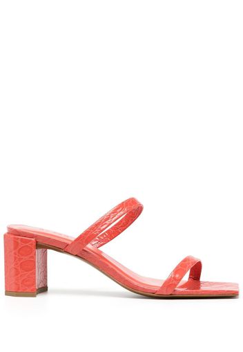 BY FAR square-toe crocodile-effect sandals - Red