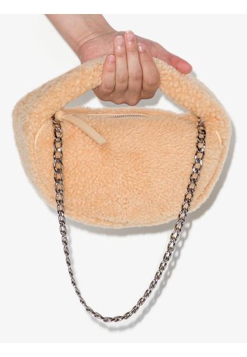 BY FAR Baby Cush shearling mini bag - Neutrals