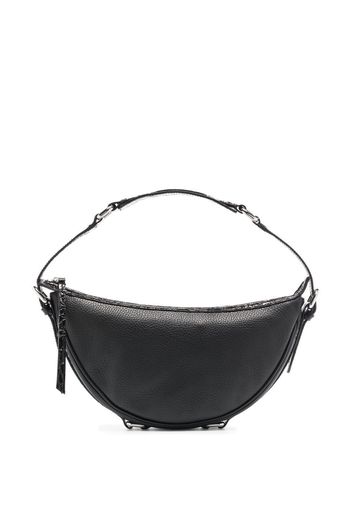 BY FAR grained-leather curved shoulder bag - Black