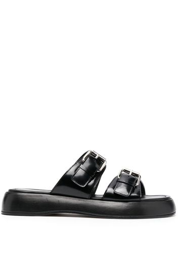 BY FAR Wyatt semi-patent leather sandals - Black