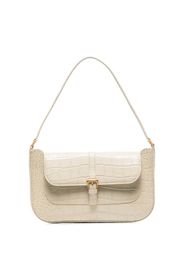 Cream mock croc leather shoulder bag