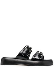 BY FAR Wyatt semi-patent leather sandals - Black