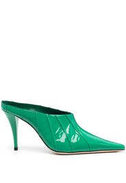 BY FAR Trish 100mm patent leather mules - Green