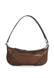 BY FAR Mini Amira metallic-finish shoulder bag - Brown